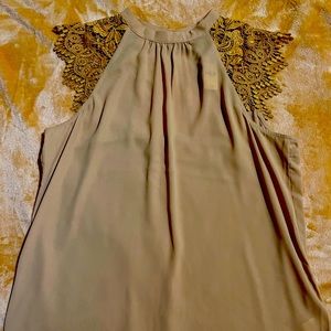 Mustard yellow blouse with small cut out in the back size large